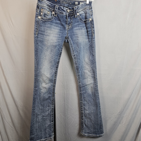 Miss Me rhinestone embellished studded bling bootcut jeans size 25 - Picture 15 of 15